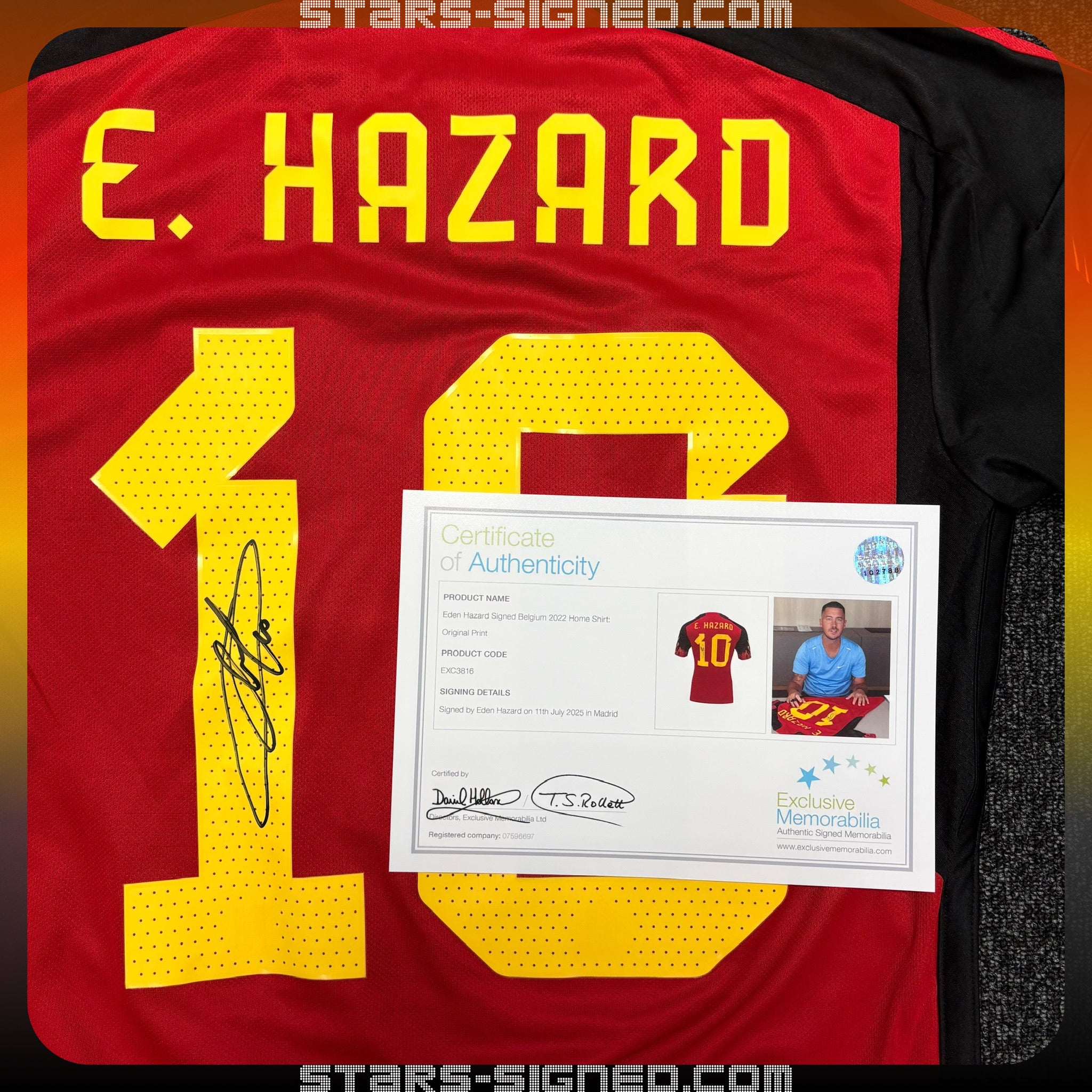 Eden Hazard Belgium Home Jersey 2022 (Back Signed)