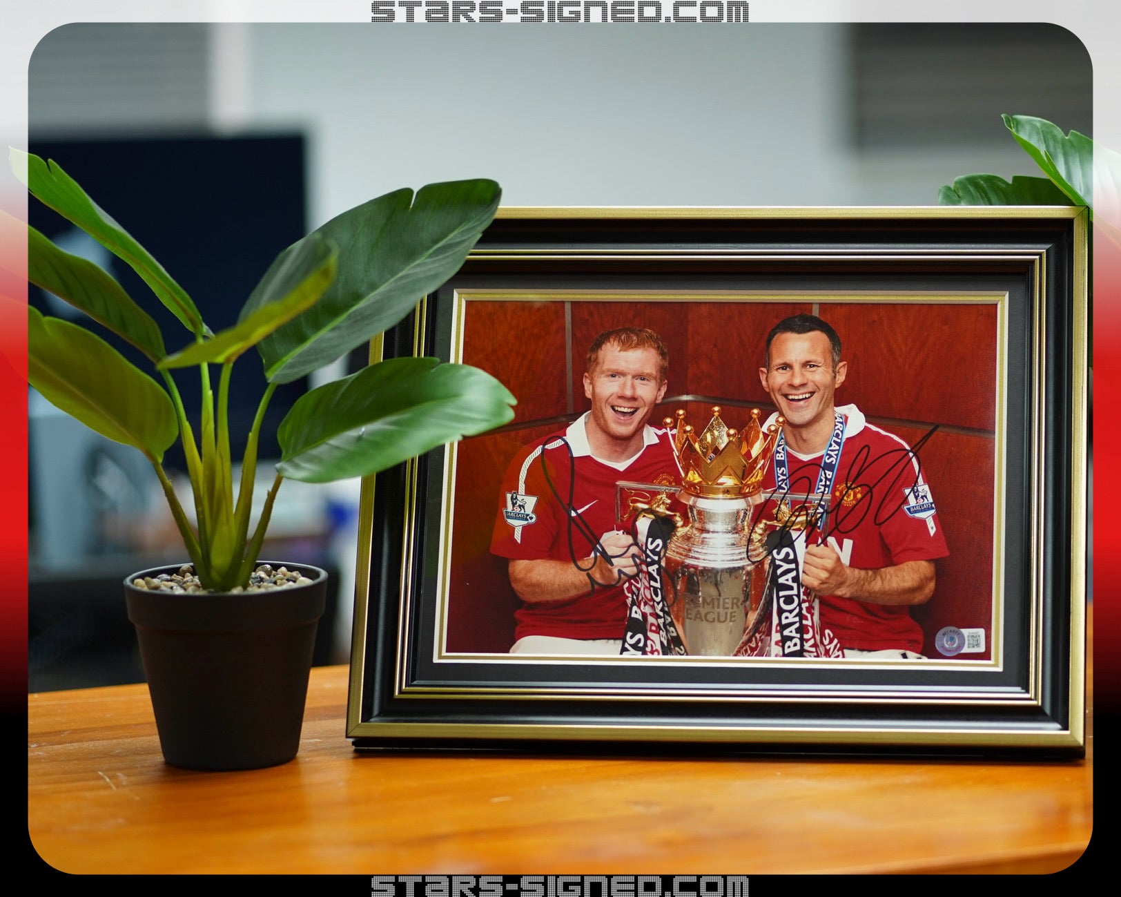 Paul Scholes & Ryan Giggs Man United 2011 PL Champions Signed Photo Framed