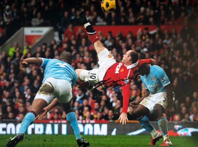Wayne Rooney Man United Bicycle Kick vs Man City Signed Photo #2
