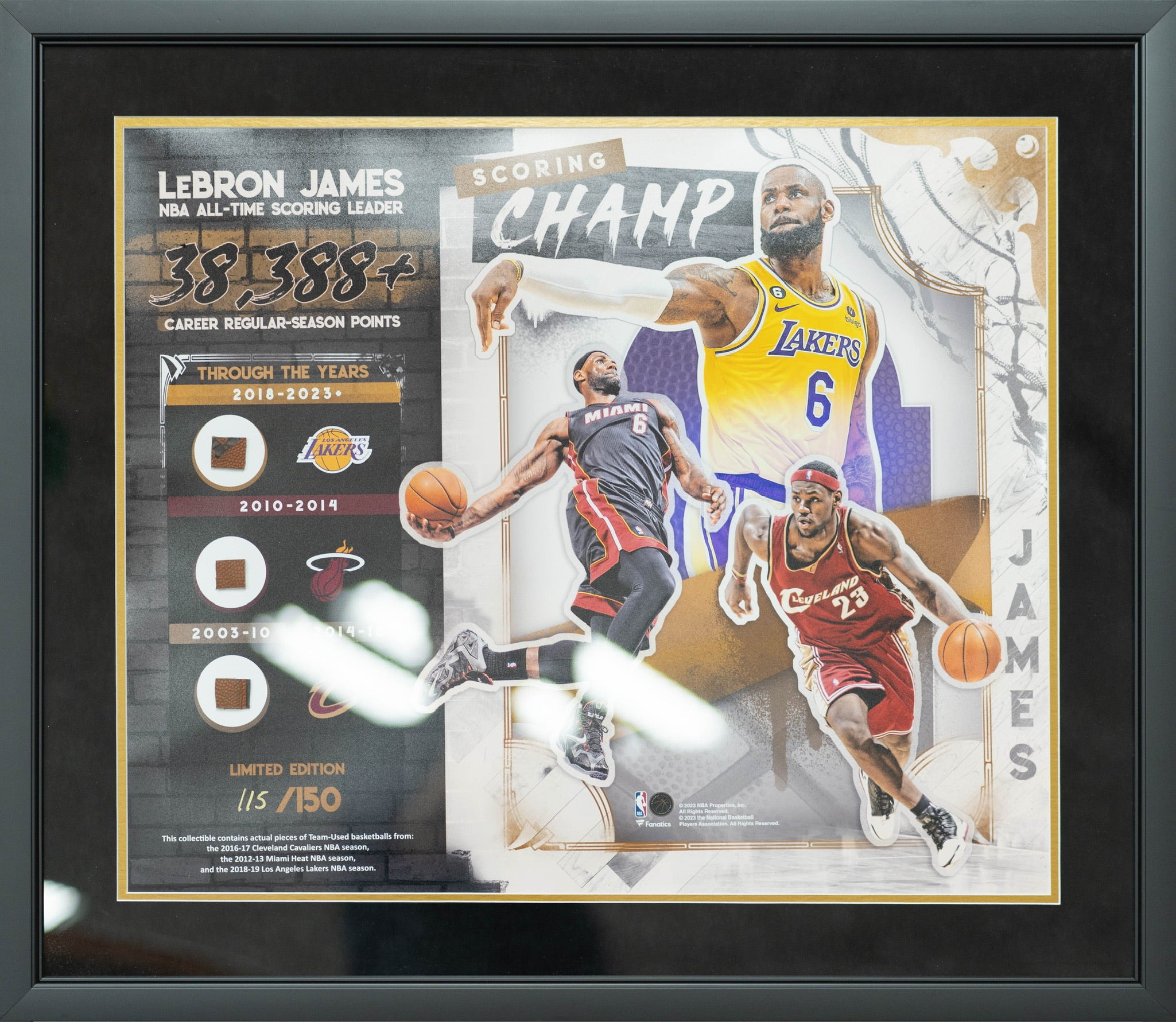 LeBron James 38,388+ NBA Scoring Record Game Used Basketball Collage Limited #112/150