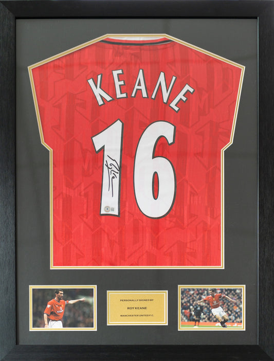 Roy Keane Man Utd Home Jersey Framed (Back Signed)