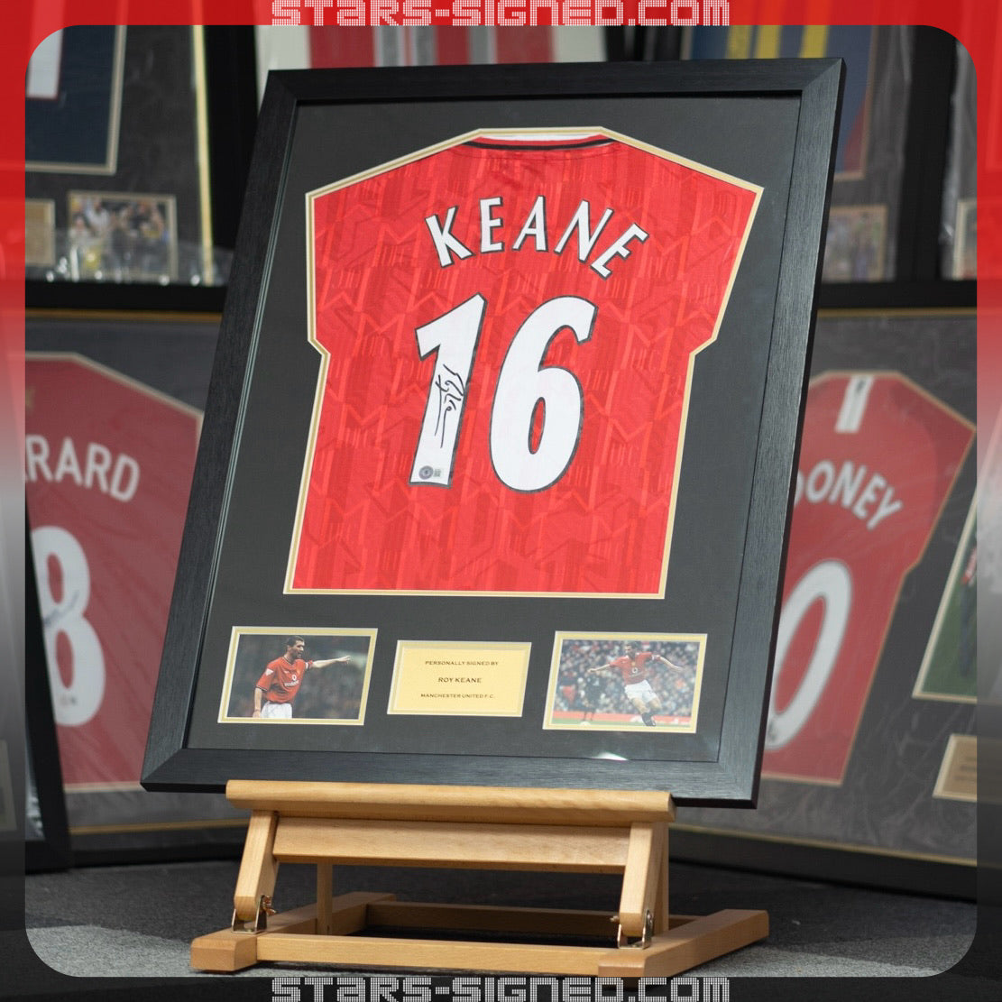 Roy Keane Man Utd Home Jersey Framed (Back Signed)