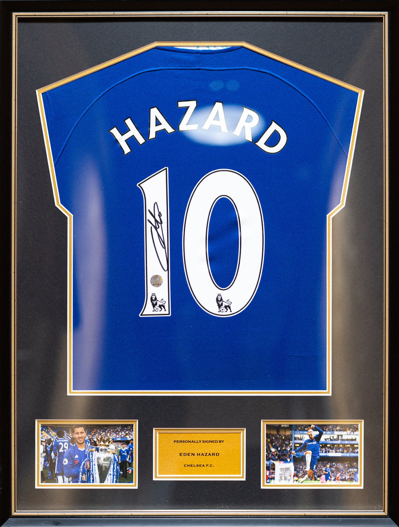 Eden Hazard Chelsea Home Jersey Gold Frame (Back Signed)