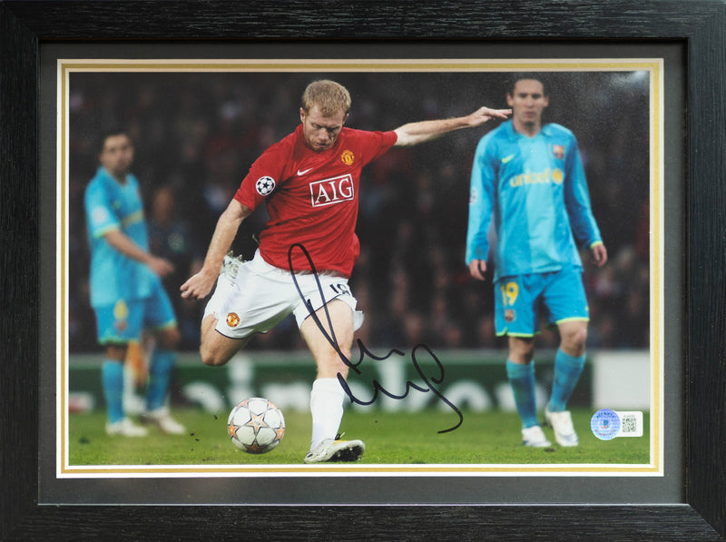 Paul Scholes Man Utd Home Jersey Framed (Back Signed)