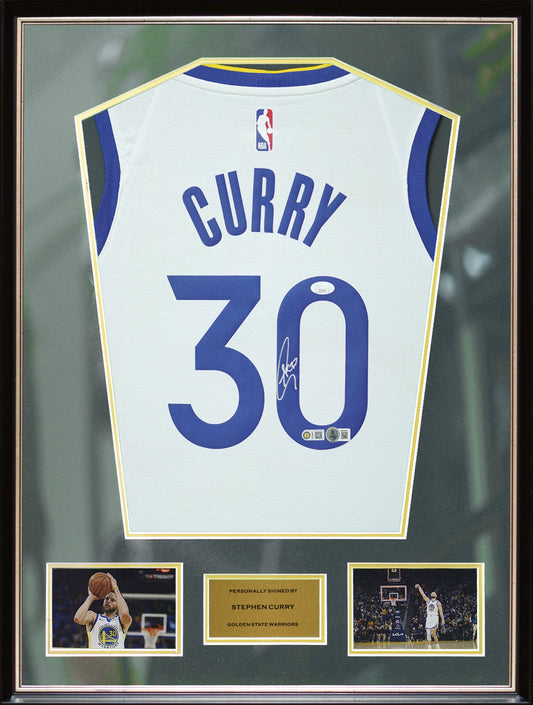 Stephen Curry Warriors Jersey Gold Frame (Back Signed)