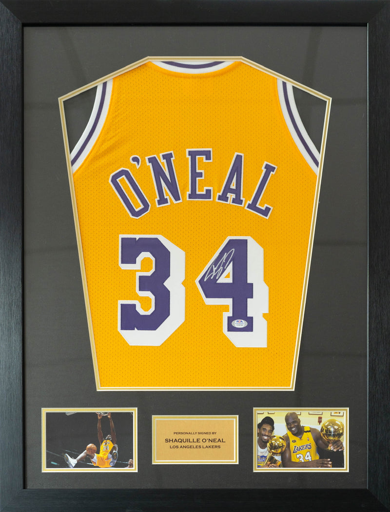 Shaquille O'Neal Lakers Jersey Gold Frame (Back Signed)