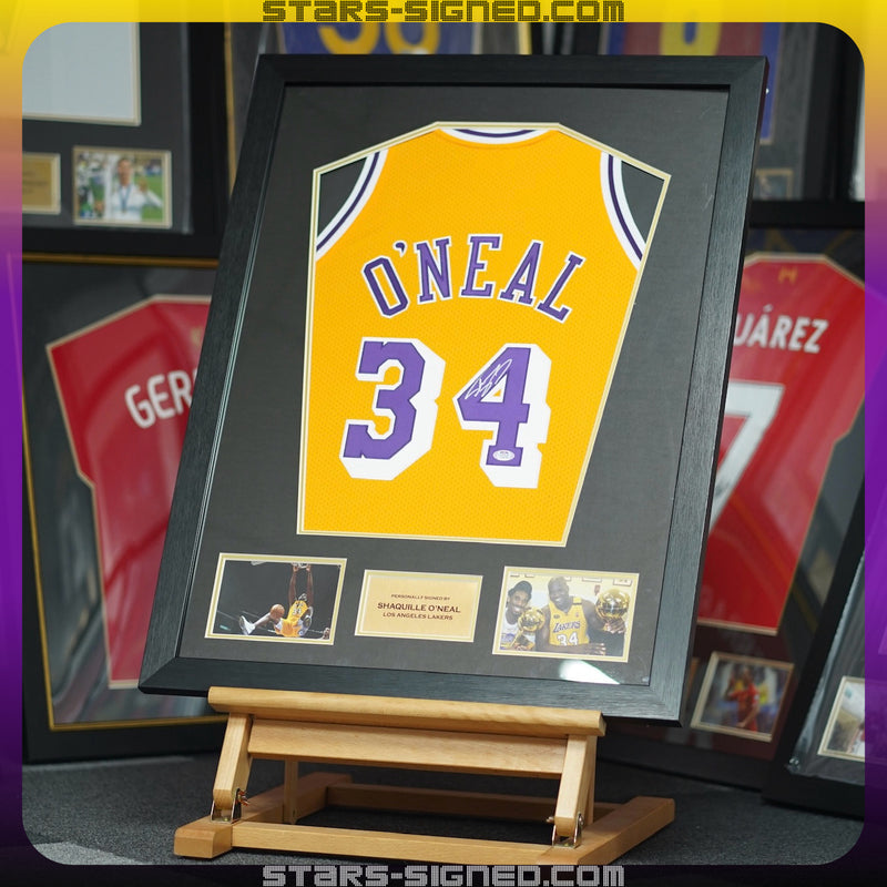 Shaquille O'Neal Lakers Jersey Gold Frame (Back Signed)