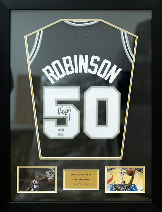 David Robinson Spurs Jersey Framed (Back Signed)