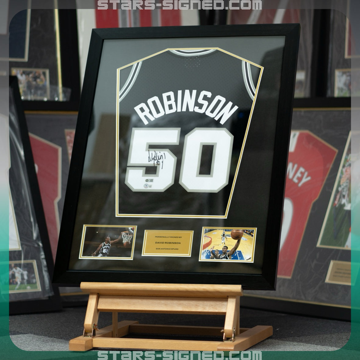 David Robinson Spurs Jersey Framed (Back Signed)