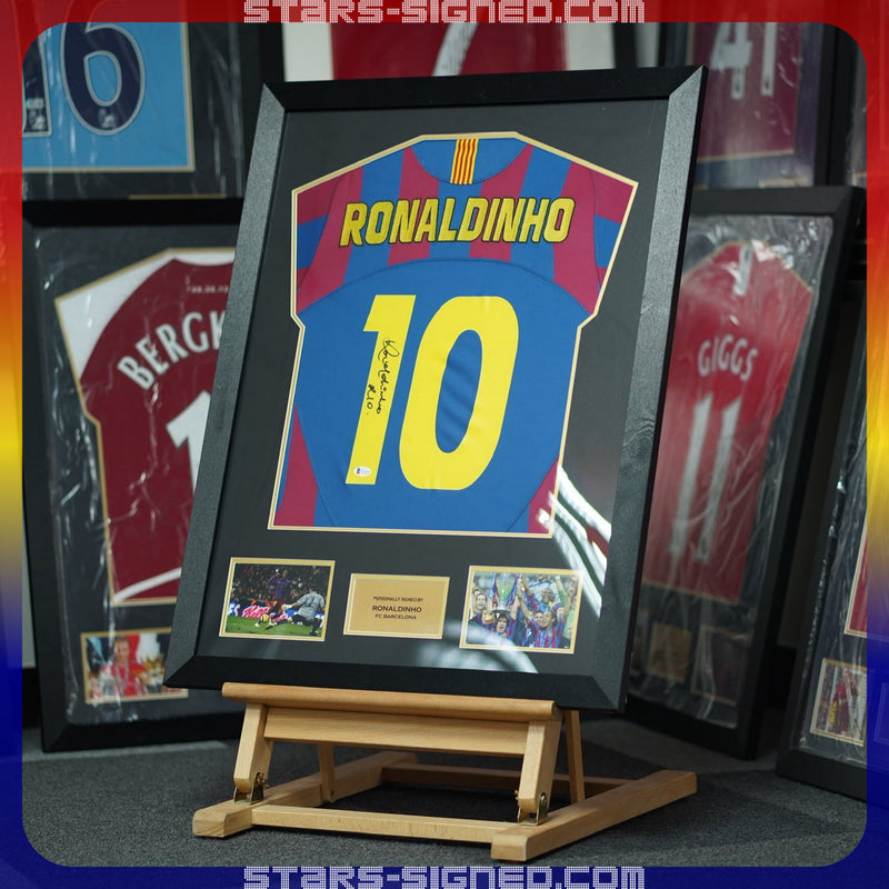 Rivaldo Brazil Home Jersey Framed (Back Signed)