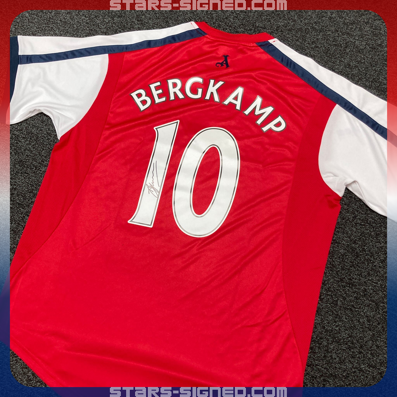 Dennis Bergkamp Arsenal Home Jersey Framed with Gold Trim (Back Signed)