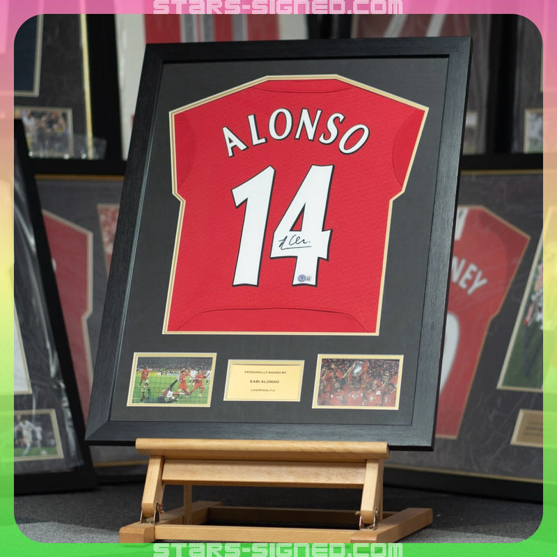 Xabi Alonso Spain Home Jersey Framed (Back Signed)