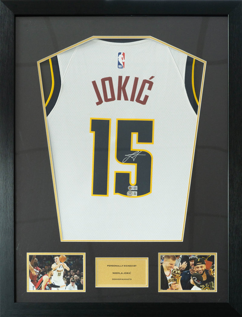Nikola Jokić Denver Nuggets Nike City Edition Swingman Jersey Framed (Back Signed)