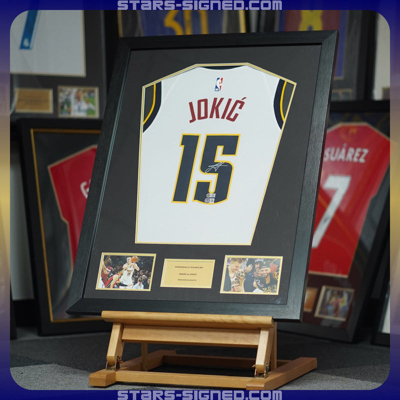 Nikola Jokić Denver Nuggets Nike City Edition Swingman Jersey Framed (Back Signed)
