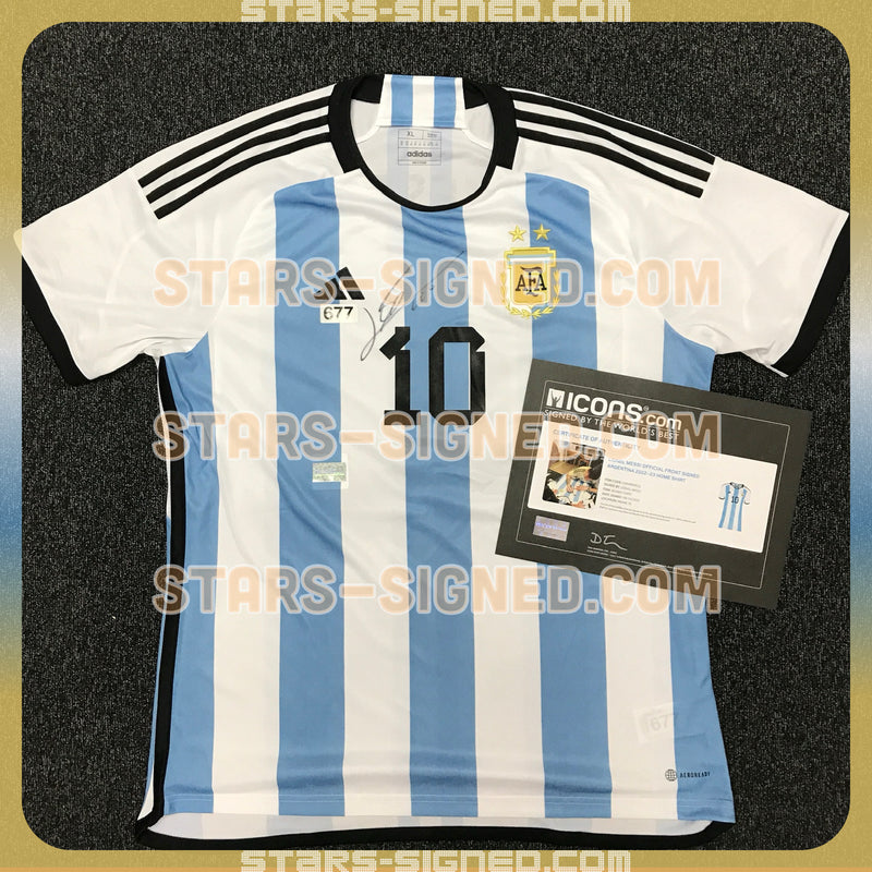 Lionel Messi Argentina 2022 Home Jersey (Back Signed)