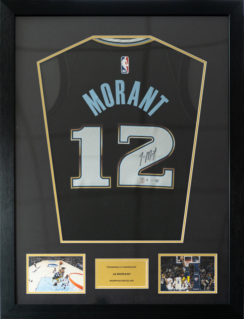 Ja Morant Memphis Grizzlies Nike Icon Edition Swingman Jersey Framed (Back Signed)