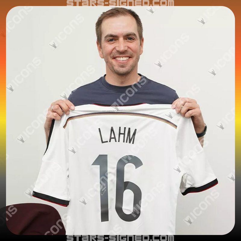 Philipp Lahm Germany Home Jersey Framed with Gold Trim (Back Signed)