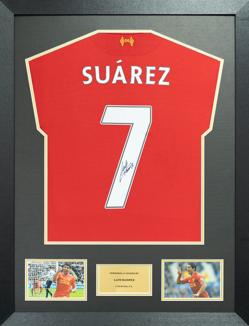 Luis Suarez FC Barcelona Home Jersey Framed (Back Signed)